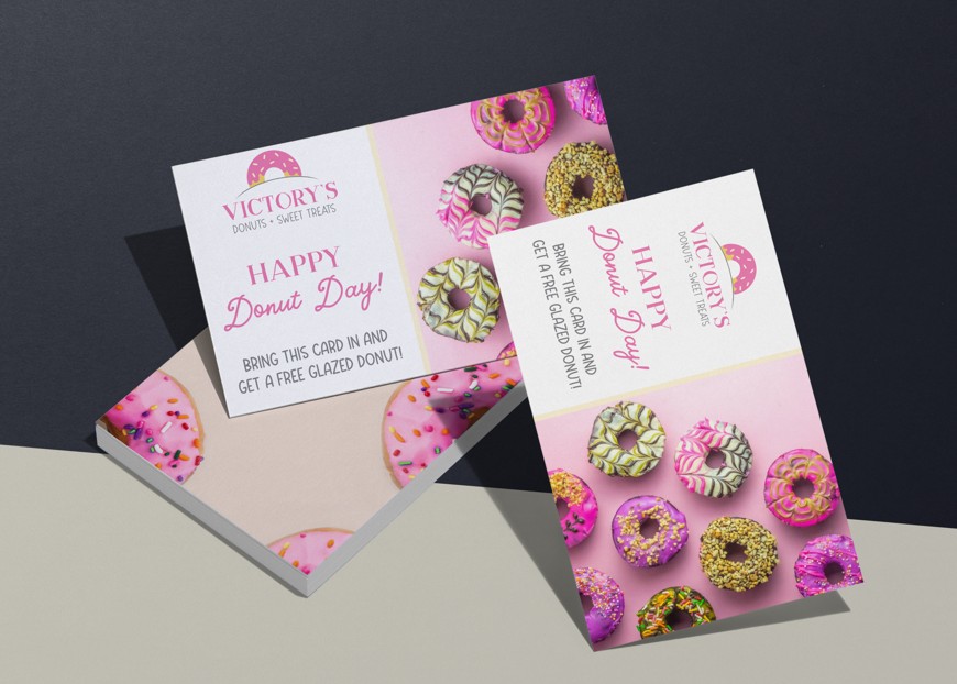 Victory Donuts print design business cards