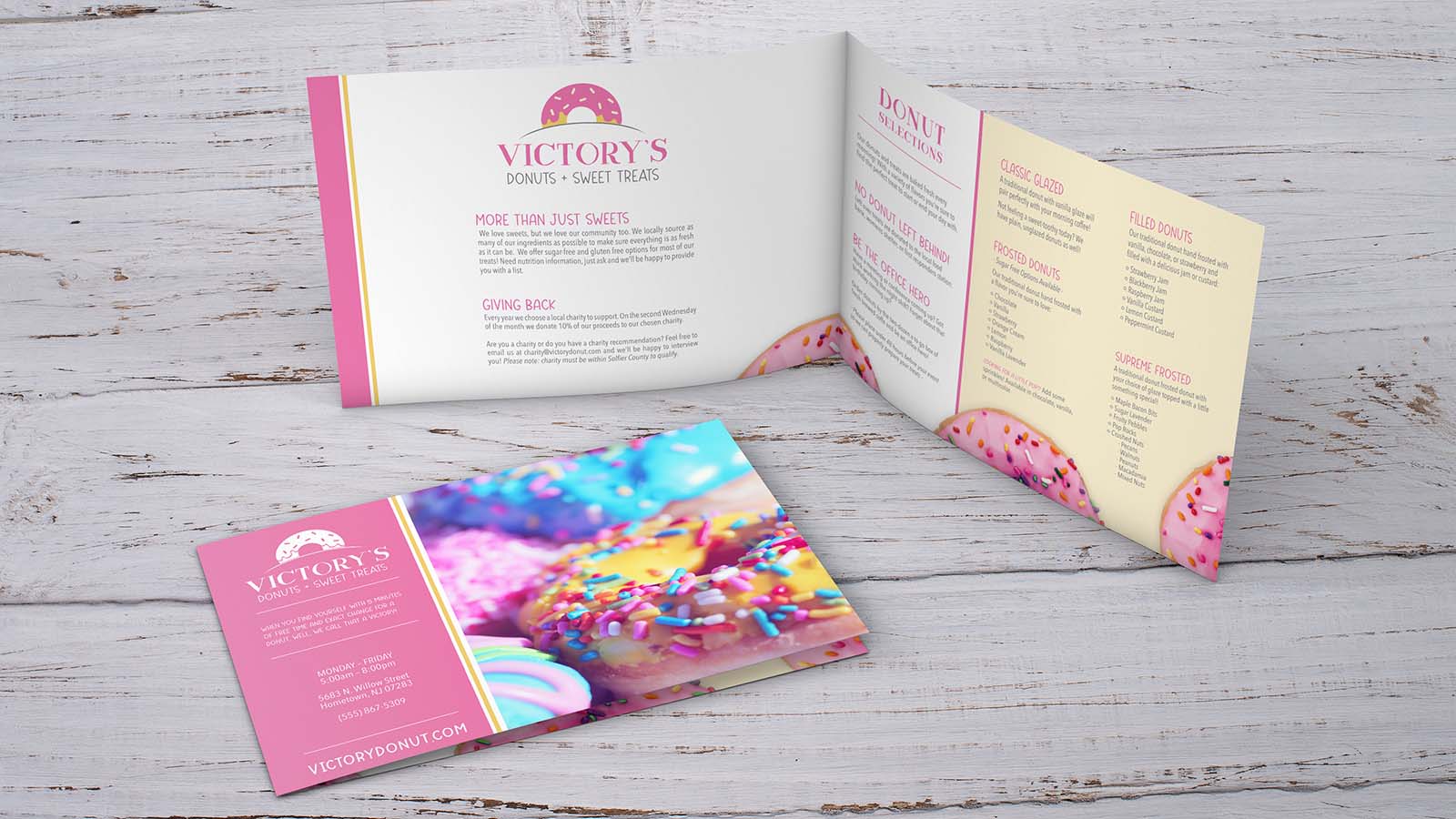 Victory Donuts print materials